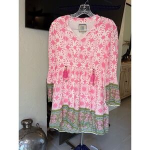 Tuckernuck Bell by Alicia Bell Pink Floral Viscose Mini Dress Tassel Tie XS